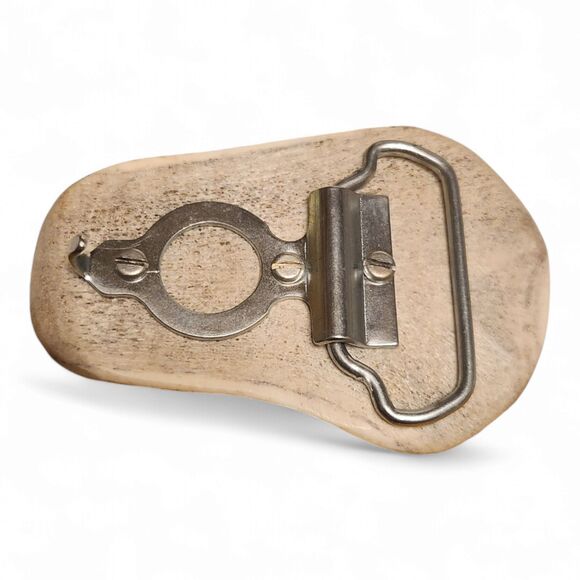 Vintage Deer Antler Belt Buckle, Hand-carved - Picture 4 of 5